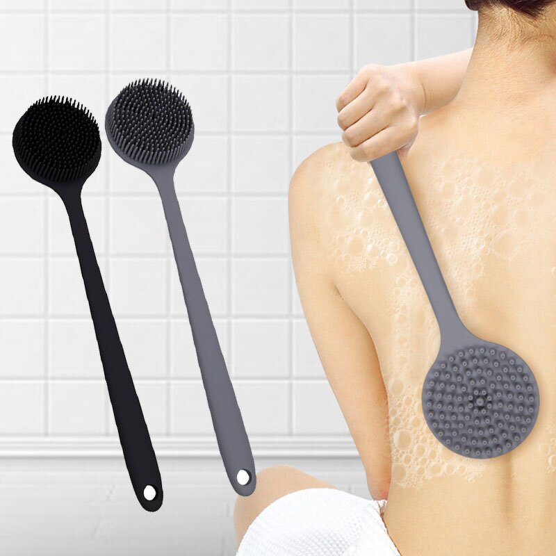 Silicone Bath Brush Manufacturer - Multifunctional Rub Massage Soft Bristles Shower Back Body Scrub With Long Handle
