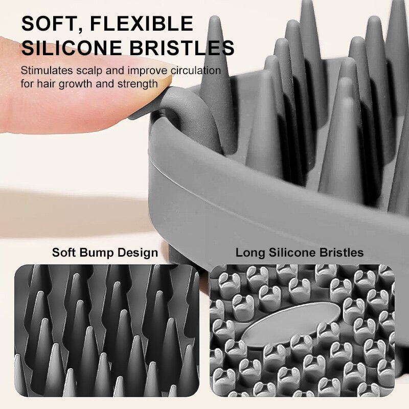 Scalp Care Massager Manufacturer - Custom Logo Soft Silicone Bath Shampoo Hair Brush Washing Head Massage Exfoliator Brushes