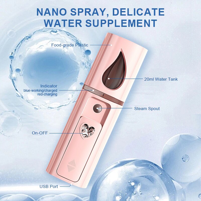 Facial Mist Sprayer Manufacturer - Home Personal Electric Mini Face Spray Device Usb Charging Portable Beauty Skin Care Nano Mist