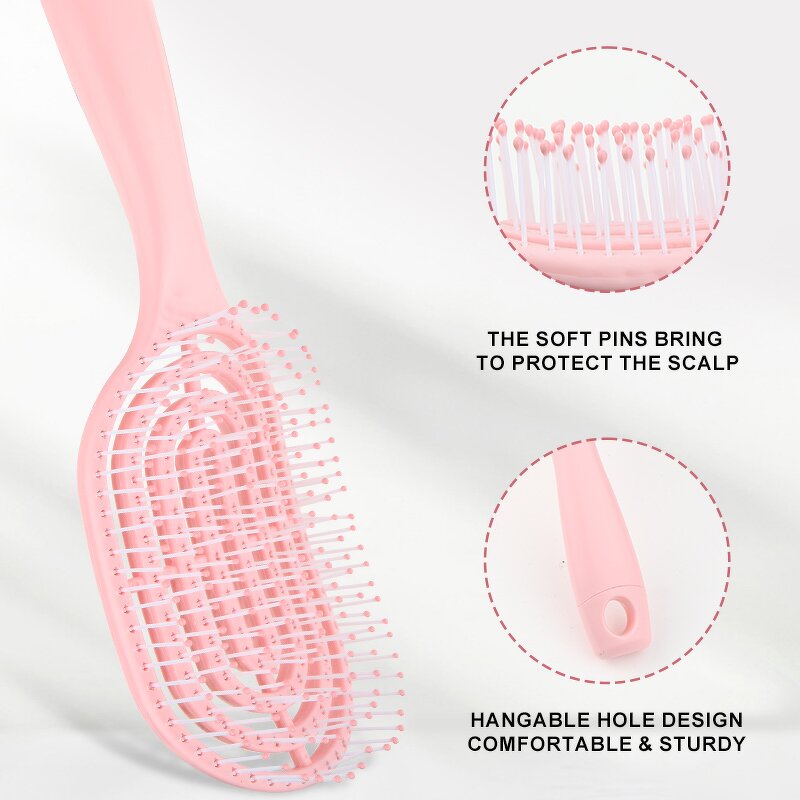 Scalp Massage Hairbrush Manufacturer - Customized Hollowed-out Self Cleaning ABS Detangling Vent Shower Soft Bristles Brush