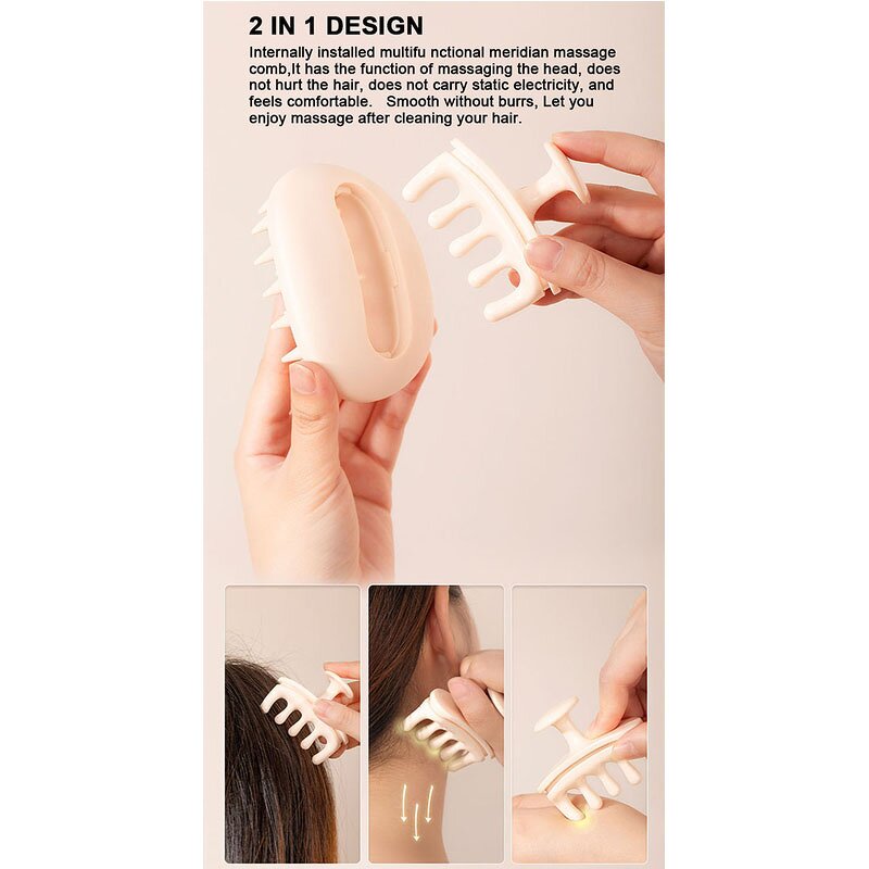 Scalp Massager Shampoo Brush Manufacturer - 2 in 1 Silicone Detachable Soft Bristles Exfoliator for Hair Growth Dandruff