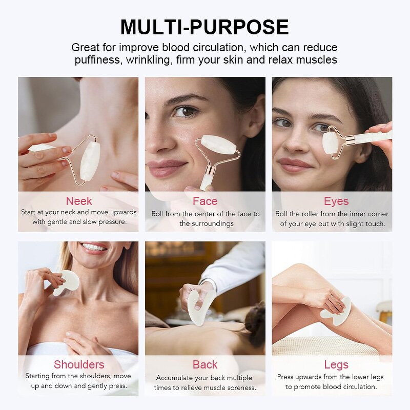 Facial Massager Roller Manufacturer - Wholesale Jade Roller Guasha Set Resin Plastic Non Natural Stone Face Skin Care Tool