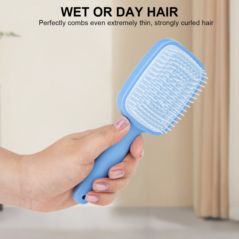 Detangle Hair Comb Manufacturer - Custom Logo Wet Dry Curved Vent Self-Cleaning Brush for Curly Hair Detangling