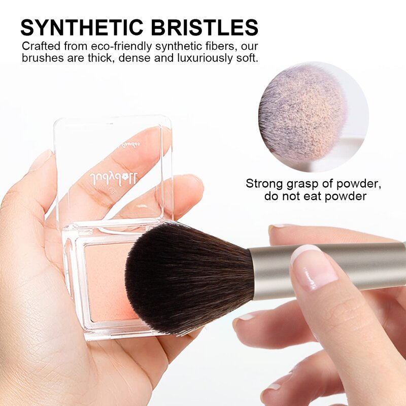 Makeup Brush Set Manufacturer - Custom Logo Soft Animal Hair Synthetic Highlight Face Powder Blush Concealer Brushes with PU Bag