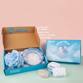 Bath Spa Gift Set Manufacturer - Kaimi Custom Shower Sponge Loofah Headband Wrist Band Pumice Stone Foot Scrub Kit