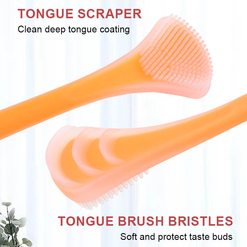 Tongue Scraper Brush Manufacturer - Portable 2 in 1 Silicone Non-Synthetic Oral Hygiene Care Tool Cleaning Tongue Spatula