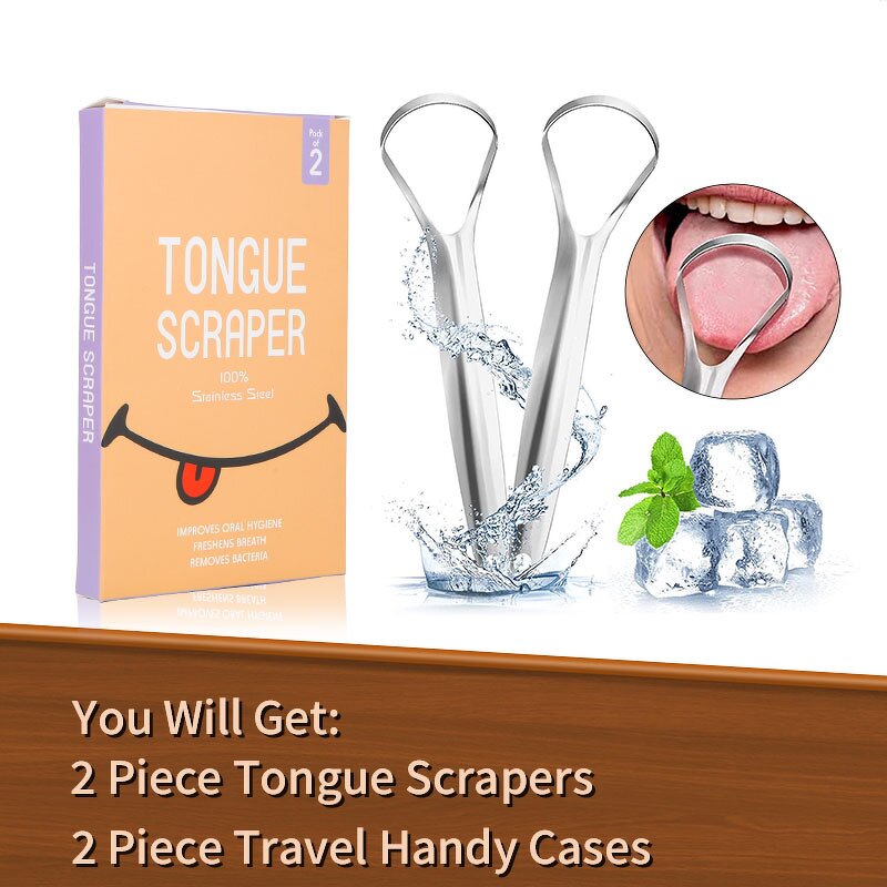Tongue Scraper Set Manufacturer - Best Premium Stainless Steel 2 Pack Cleaner Tool With Travel Case for Adults