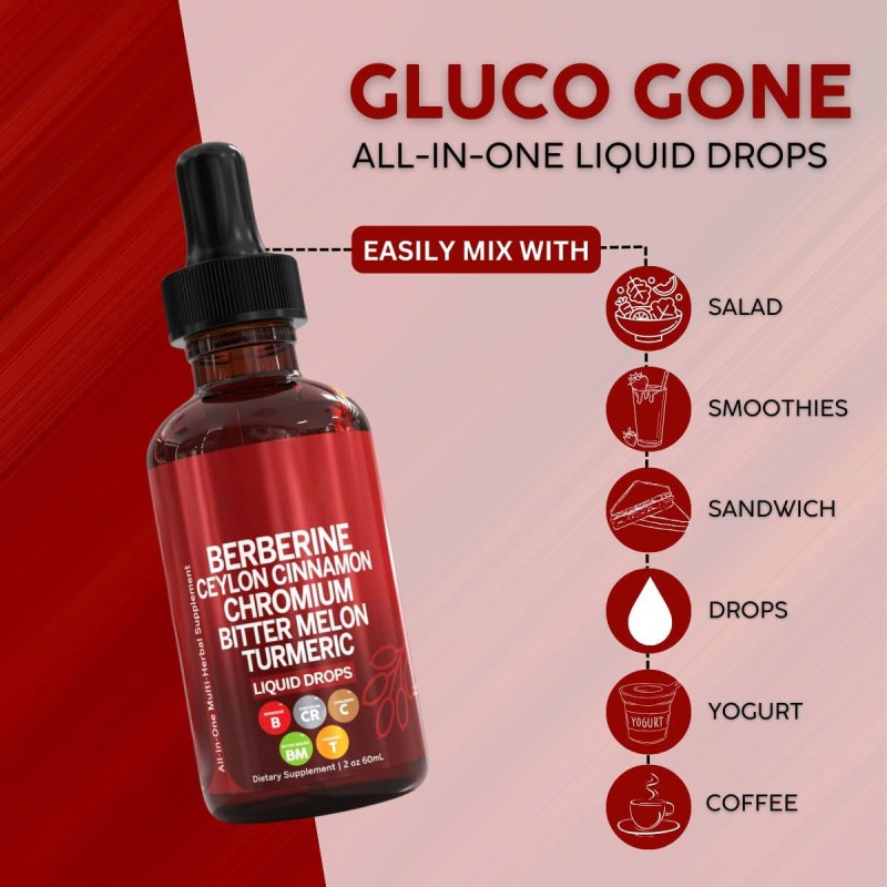 In Stock Ceylon Cinnamon Berberine Drops ALL in ONE Bitter Melon Extract Chromium Turmeric Liquid Drops