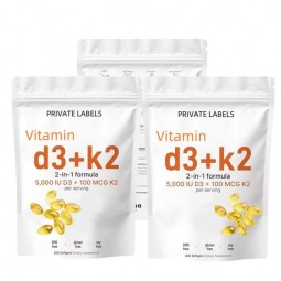 OEM Organic Vitamin D3 K2 Softgel 5000 IU Vitamin D3 + 100 Mcg Vitamin K2 Vegan Health Softgel Capsules