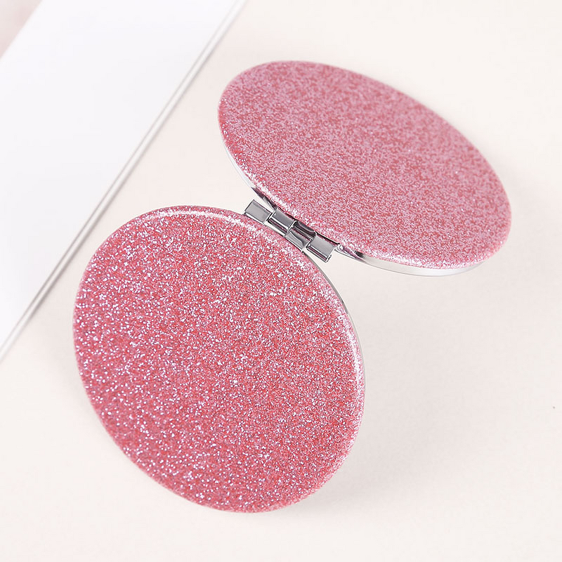Handheld Mirror Manufacturer - Large 72mm Glitter Plastic Round Magnifying Foldable Double Sided Portable Vanity Flap