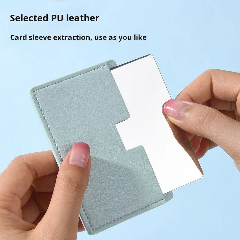 Makeup Mirror Manufacturer - DIY Card Style Anti-Fall Stainless Steel Portable Double Sided Lighting Creative Mini