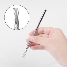 Nail Painting Tool Manufacturer - Stainless Steel Silver 7 Pin Liner Pen Dotting Brush Handle Gel Tool