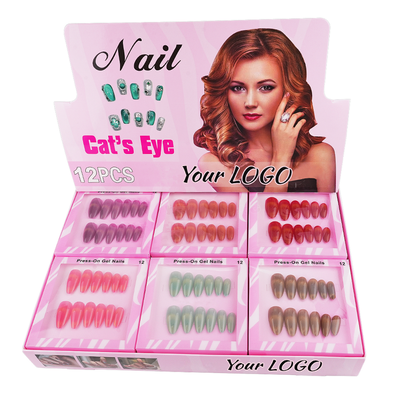 Press-On Nails Manufacturer - Wholesale French Style Handmade ABS Square Cat Eye High Sparkling Crystal