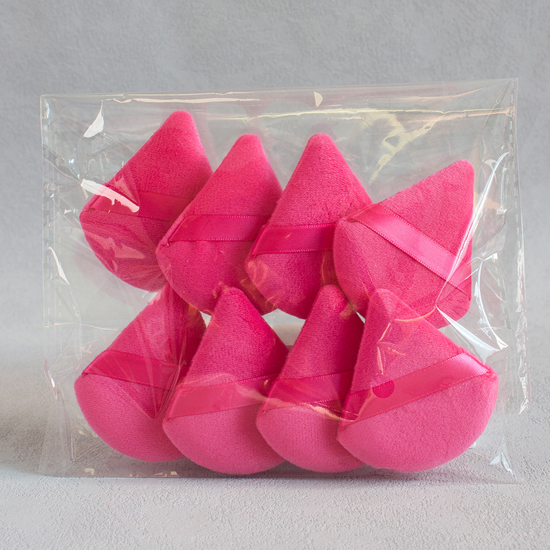 Makeup Puff Set Manufacturer - 8pcs Super Soft Wedge Flocking Cotton Triangle Case for BB Cream Loose Air