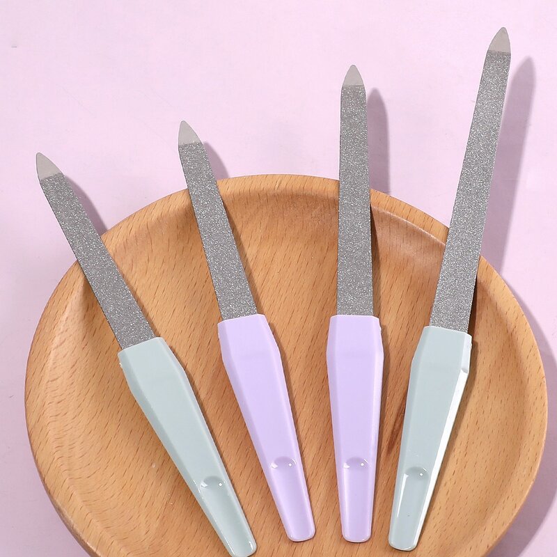 Manicure Tool Set Manufacturer - 3pcs Double Sided with Plastic Handle Dual File & Stainless Steel Sanding Strip