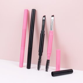Eyebrow Brush Manufacturer - Portable Double Spiral with Oblique Angle Flat Blade for Applying Eyeliner and Powder