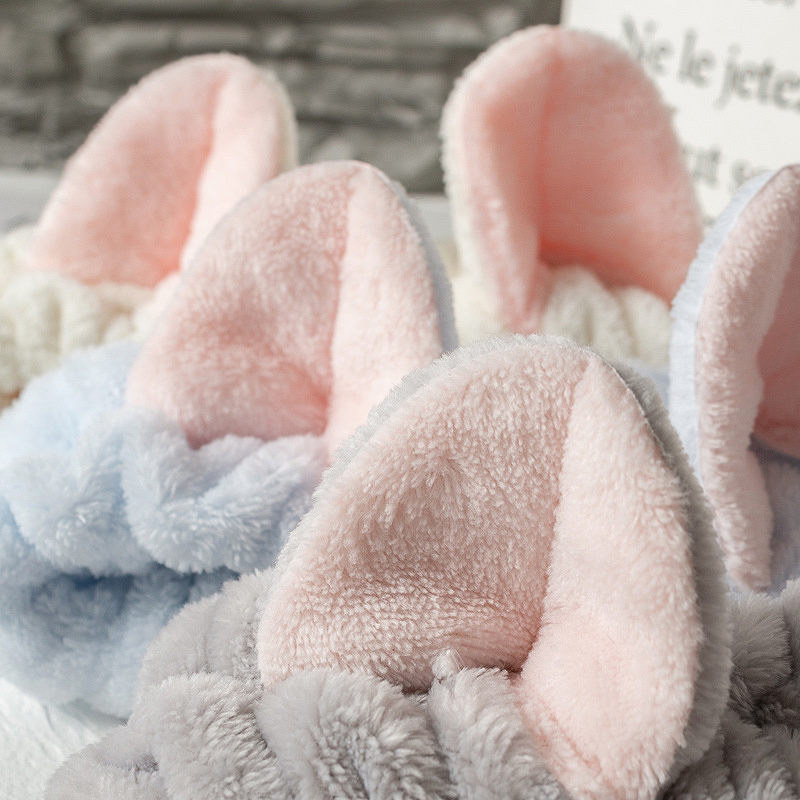 Hair Headband Manufacturer - Fashion Women Wash Face Elastic Fleece Bunny Ears Bow Knot Eco-friendly Bath Makeup SPA