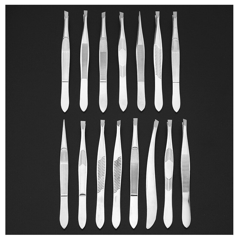 Eyelash Tweezers Manufacturer - Professional Stainless Steel Straight Gold with Custom Logo Slanted Tip Long