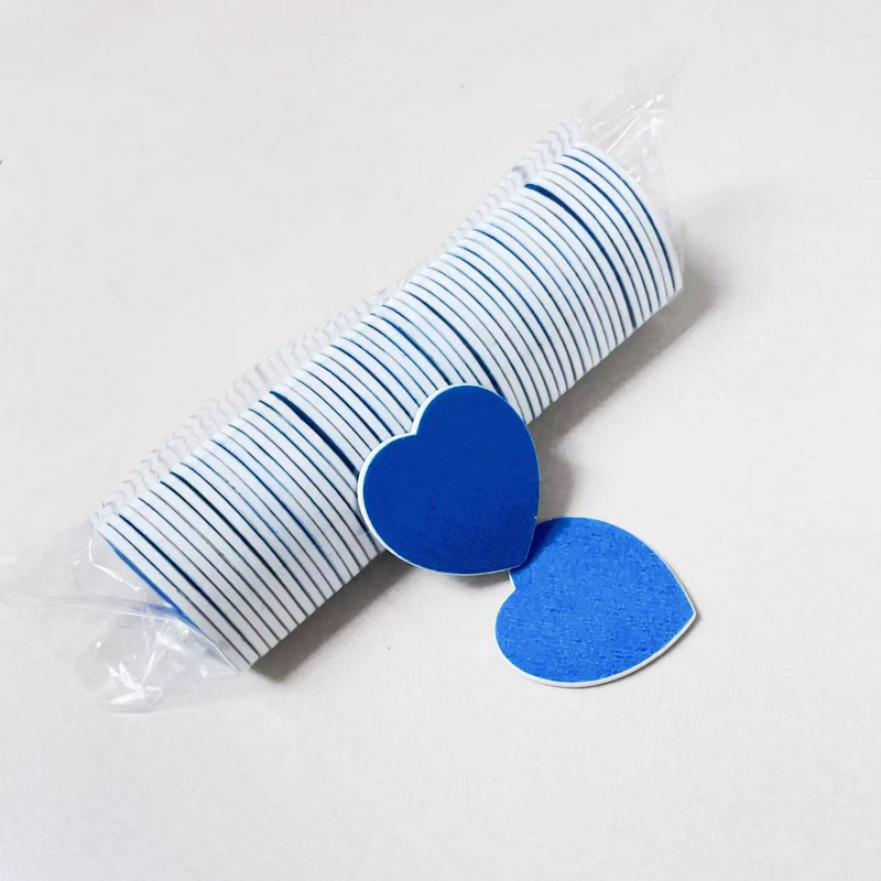 Nail Buffers Manufacturer - Wholesale Professional Custom Logo Mini Heart Shape Manicure Sponge Blue Purple Polish