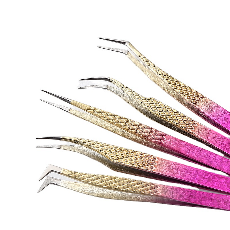 Eyelash Tweezers Manufacturer - New Arrival Stainless Steel Purple Blue Lash Extension Tools Plucking