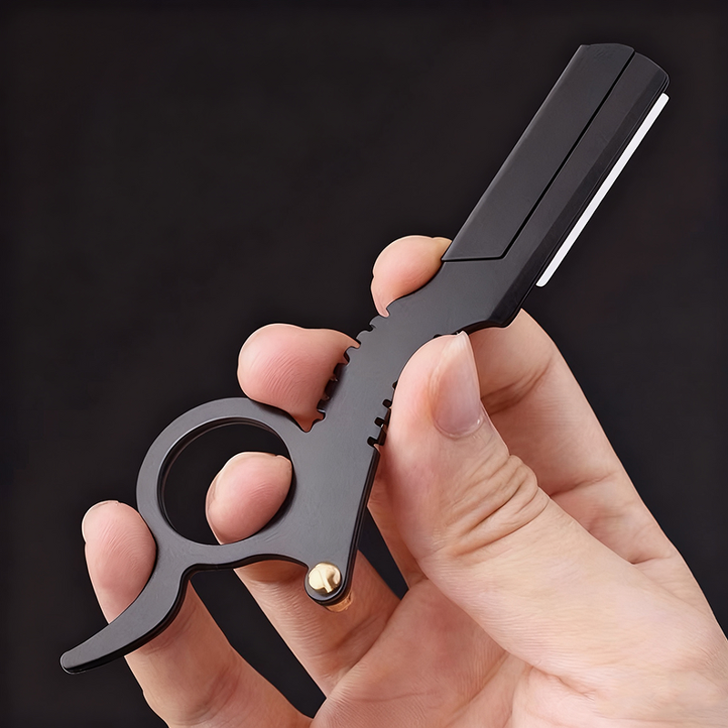 Razor Holder Manufacturer - Professional Barber Finger Colorful Stainless Steel Mini Folding Edge Shaving