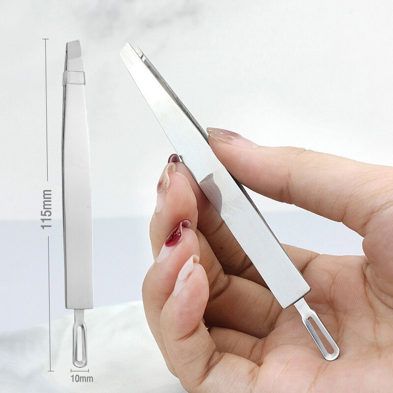Lash Tweezers Set Manufacturer - New Arrival 2 in 1 Slanted Tip Black & Eyebrow Tweezers with Blackhead Remover