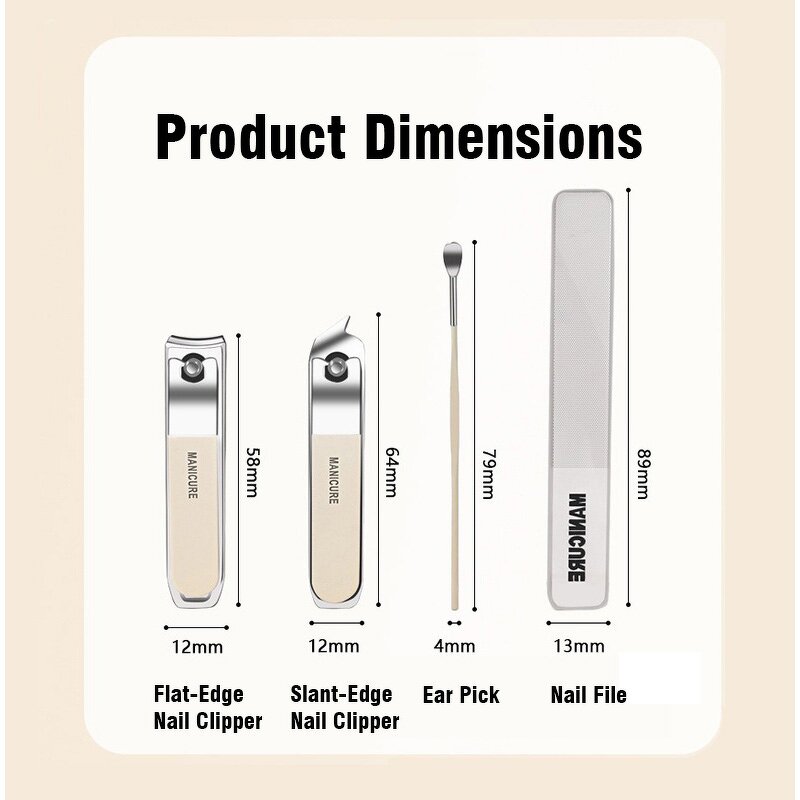 Toe Clipper Set Manufacturer - Wholesale 4 Pcs Professional Stainless Steel Travel Grooming Manicure & Pedicure
