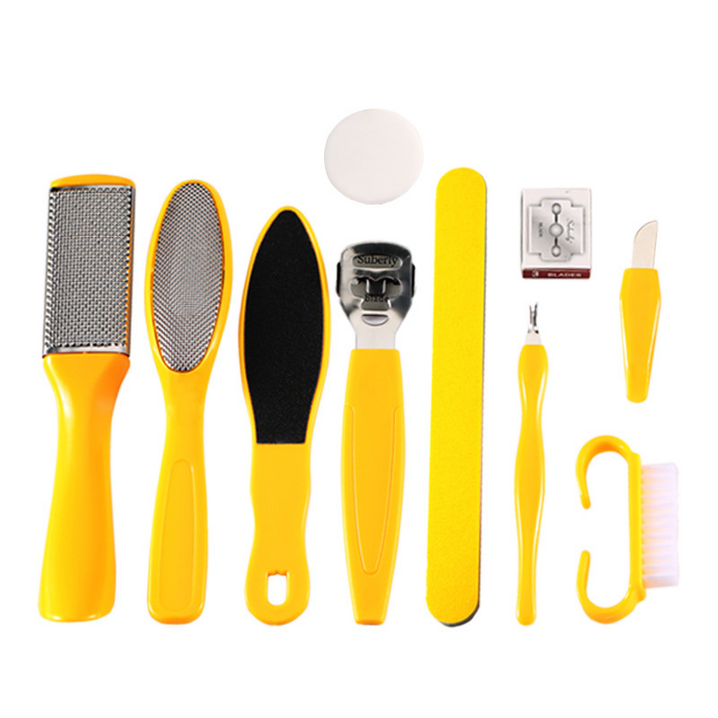 Foot Scrubber Set Manufacturer - 10 in 1 Stainless Steel Callus Remover File Grinder Scraper Board Pedicure