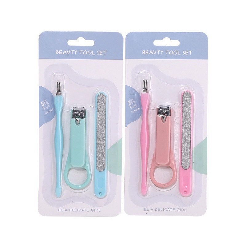 Manicure Set Manufacturer - Plastic Nail Art Stainless Steel Sharp Tools Travel 3pcs Pedicure