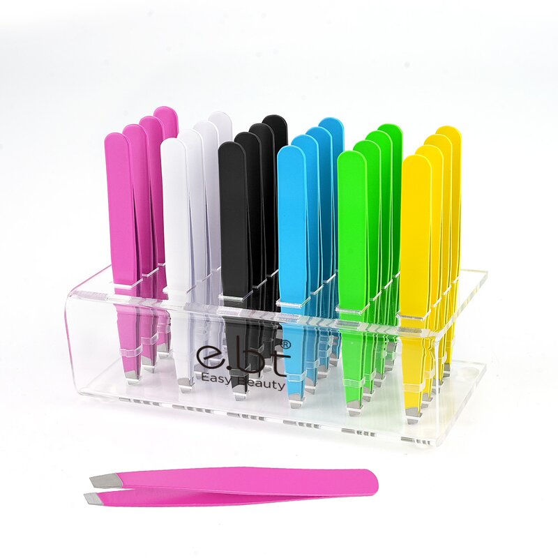 Eyebrow Tweezers Manufacturer - Wholesale Private Label Logo Display Thick Metal Stainless Steel Brow Grip Set