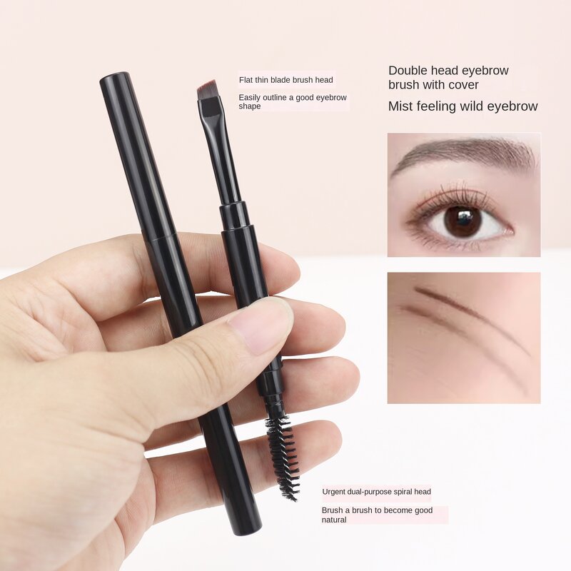 Eyebrow Brush Manufacturer - Portable Double Spiral with Oblique Angle Flat Blade for Applying Eyeliner and Powder