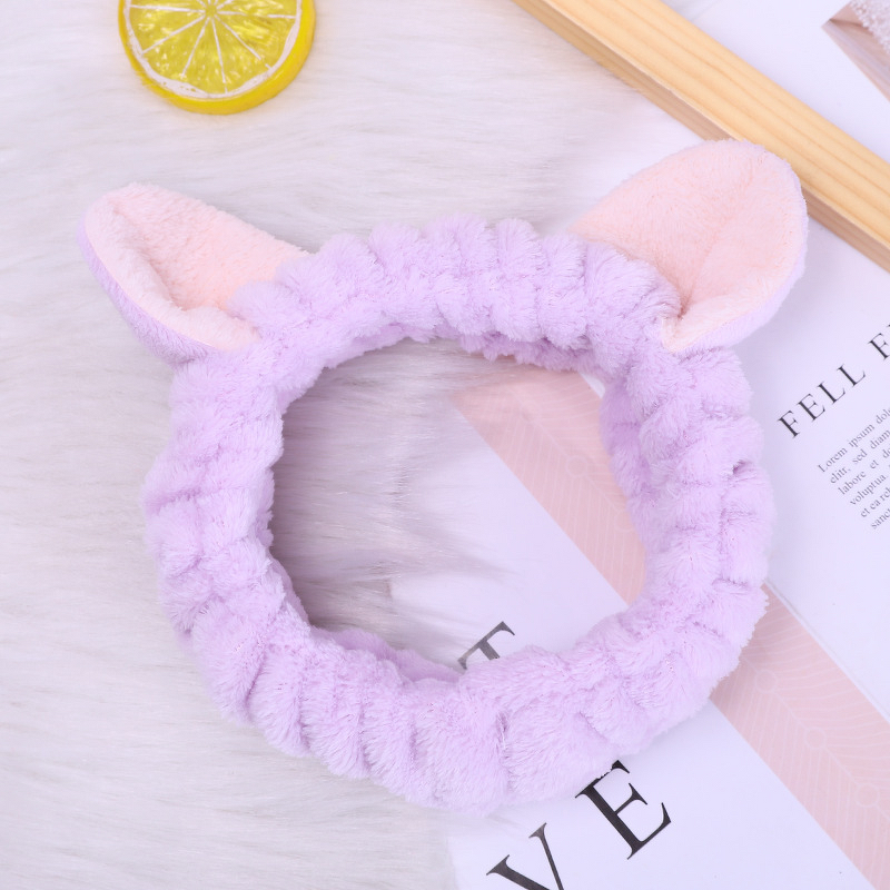 Hair Headband Manufacturer - Fashion Women Wash Face Elastic Fleece Bunny Ears Bow Knot Eco-friendly Bath Makeup SPA