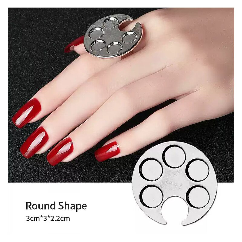 Nail Art Palette Manufacturer - UV Gel Painting Color Tray Board Stainless Steel Polish with Finger Rings