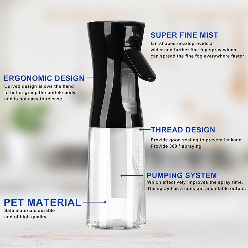 Spray Bottle Manufacturer - 200ml Barber Shop Salon Use Refillable Ultra Fine Mist Continuous Water Hair