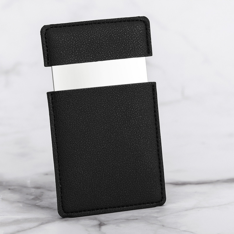 Makeup Mirror Manufacturer - Wholesale High Quality Gift Portable Handle Hold Cosmetic Rectangle Pocket with Pu Bag