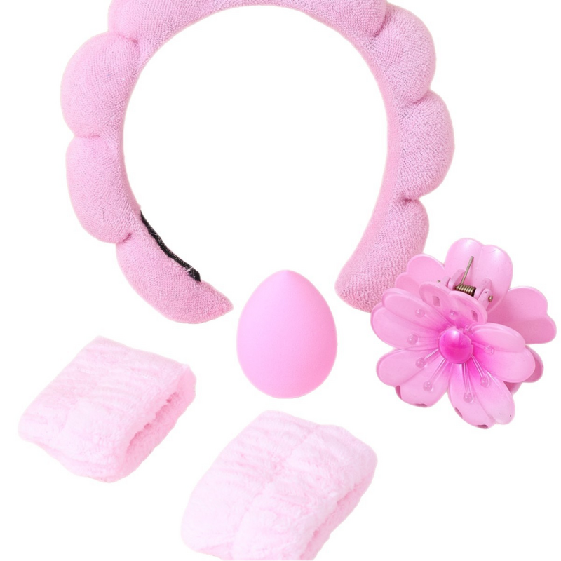 Headband Manufacturer - Explosive Boxed Five-Piece Wash Wrist Band Sponge Cloud High Cranial Top Women's Sweet Style