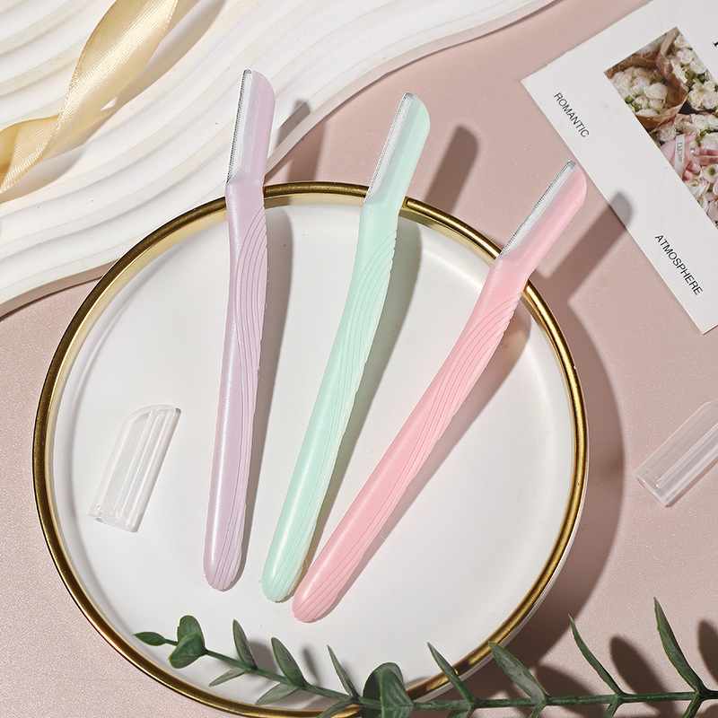 Eyebrow Shaping Knife Manufacturer - Anti-Scratch Stainless Steel Blade ABS Beginner Safe Straight Handle Striped