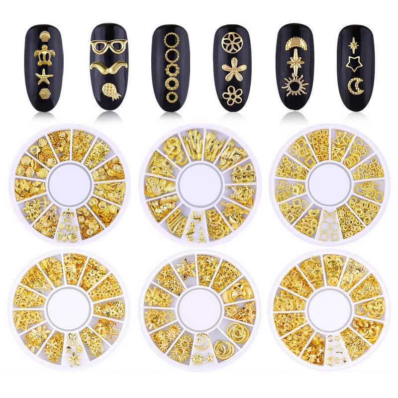 Nail Art Studs Manufacturer - 3D Ocean Gold Charms Sea Metal Alloy Rivets Shell Starfish Hollow