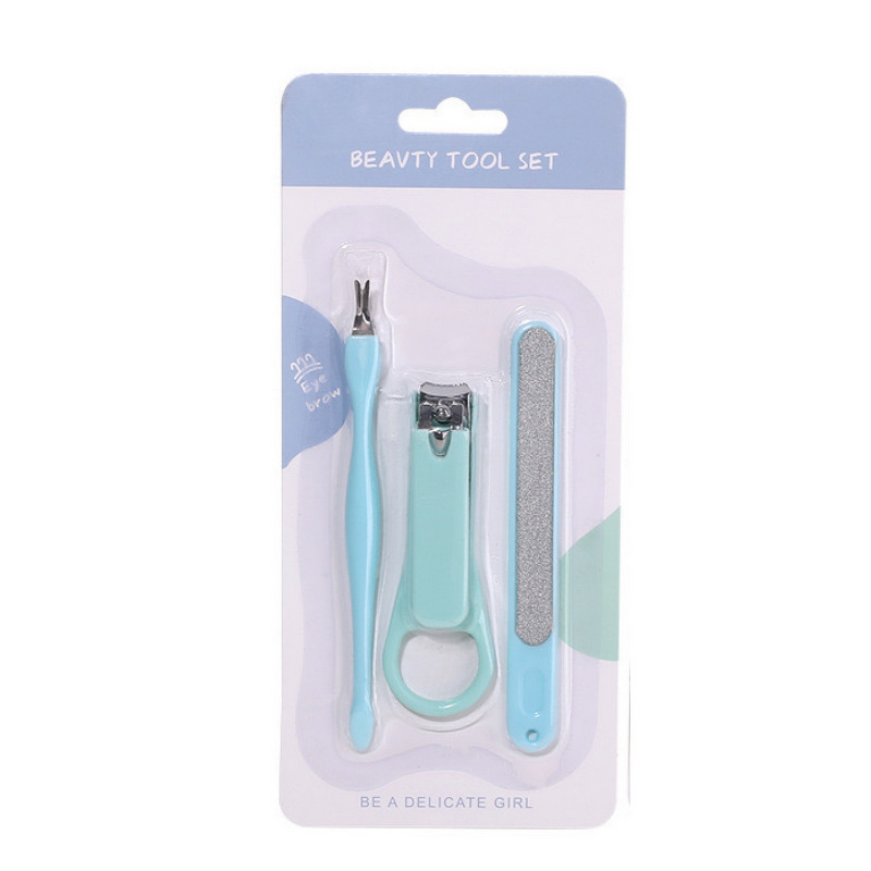 Manicure Set Manufacturer - Plastic Nail Art Stainless Steel Sharp Tools Travel 3pcs Pedicure
