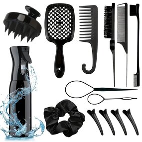 Scalp Massager Set Manufacturer - Beauty Salon Hair Care 12pcs Stainless Steel Detangling Brush with Scrunchies