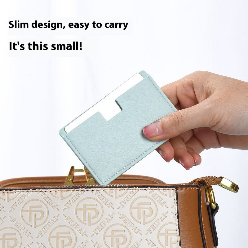 Makeup Mirror Manufacturer - DIY Card Style Anti-Fall Stainless Steel Portable Double Sided Lighting Creative Mini