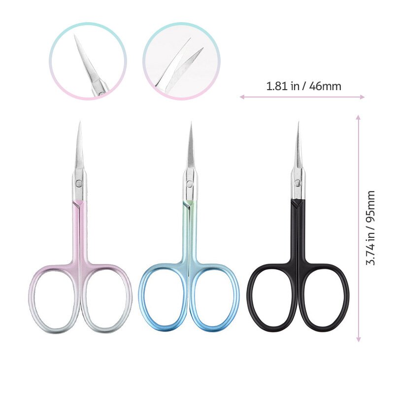Eyelash Scissors Manufacturer - Mini Makeup Private Label Black Stainless Steel PVC Bag for Sharping Slanted Tip
