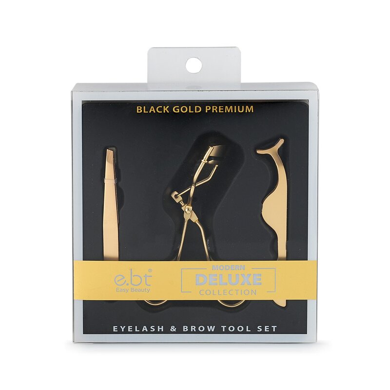 Lash Curler Kit Manufacturer - 3pcs Private Label Stainless Steel Gift Box Rose Gold Applicator Tweezer Set