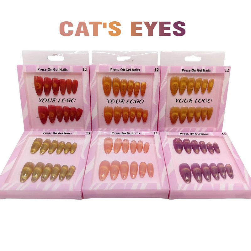 Press-On Nails Manufacturer - Wholesale French Style Handmade ABS Square Cat Eye High Sparkling Crystal