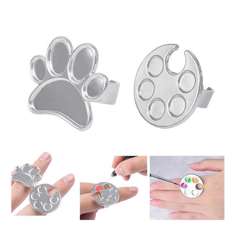 Nail Art Palette Manufacturer - UV Gel Painting Color Tray Board Stainless Steel Polish with Finger Rings