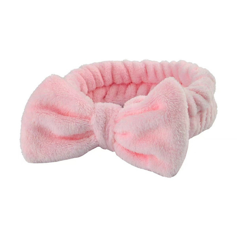 Hair Headband Manufacturer - Simple Plush Solid Color Microfiber 50g Women Non-Slip High Elasticity Cute Bowknot Face Washing