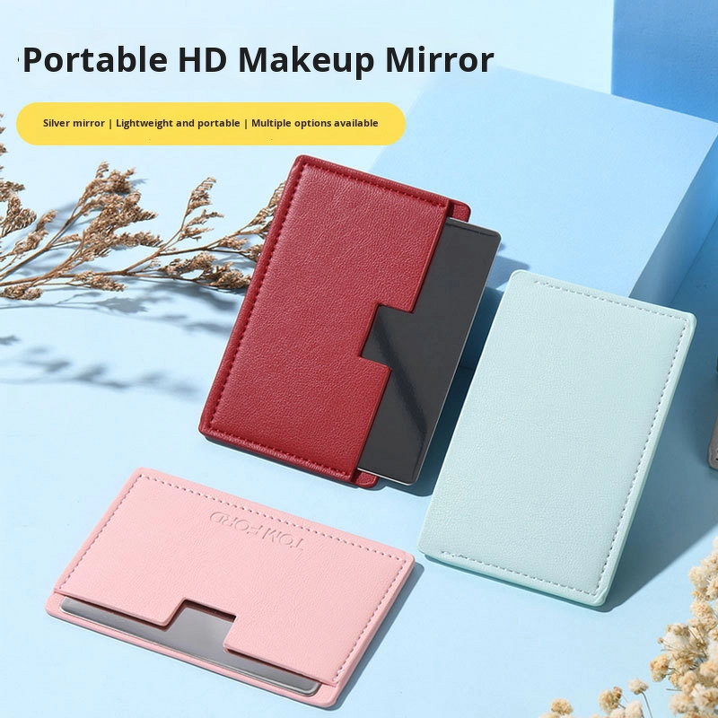 Makeup Mirror Manufacturer - DIY Card Style Anti-Fall Stainless Steel Portable Double Sided Lighting Creative Mini