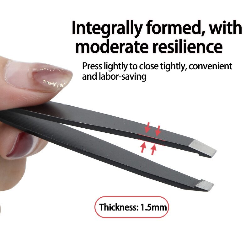Lash Tweezers Set Manufacturer - New Arrival 2 in 1 Slanted Tip Black & Eyebrow Tweezers with Blackhead Remover