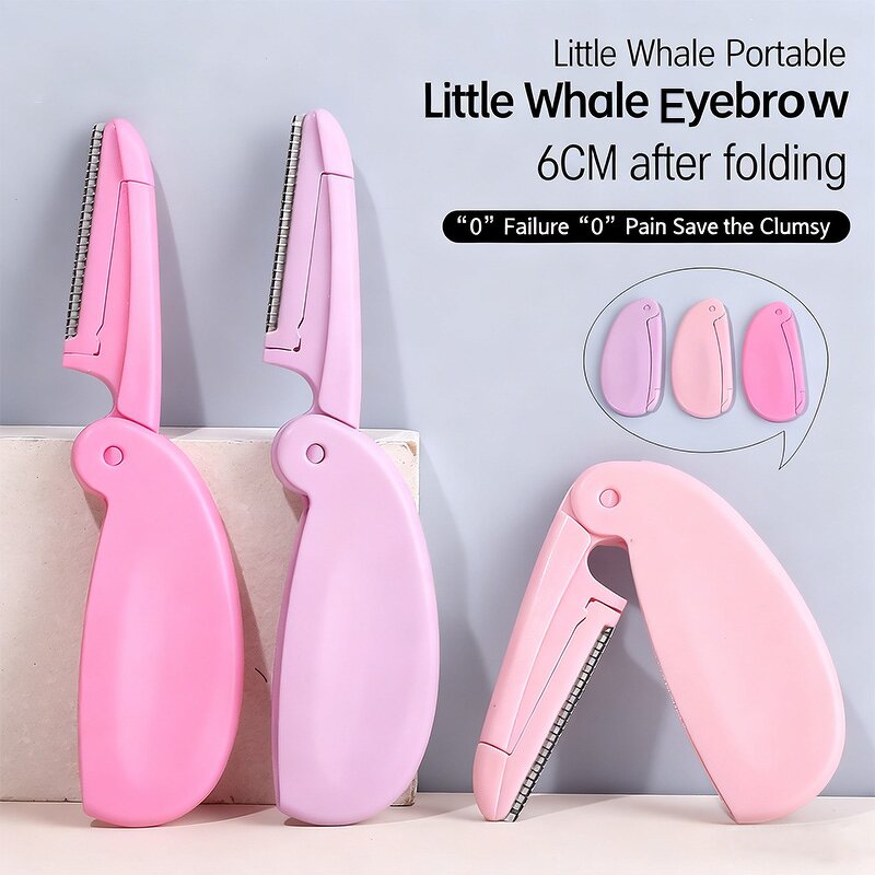Facial Razor Manufacturer - Mini Folding Waterproof Stainless Steel Beauty Tool Eyebrow Shaver with Shaping Blade
