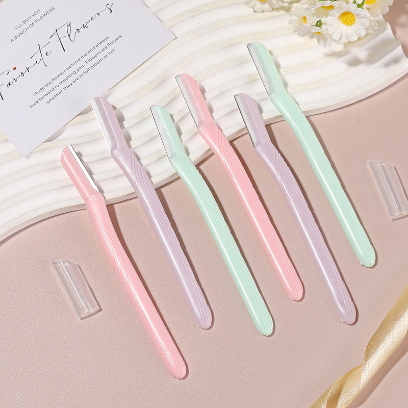 Eyebrow Shaping Knife Manufacturer - Anti-Scratch Stainless Steel Blade ABS Beginner Safe Straight Handle Striped